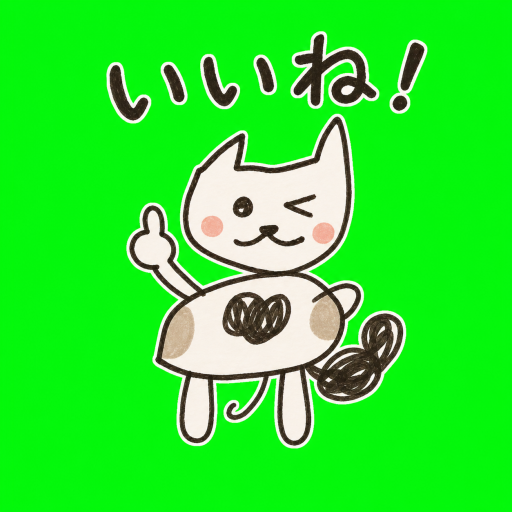 緑色の背景で作った「いいね!」の猫ちゃん
