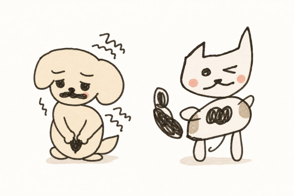 孫娘の絵をもとにしたワンちゃんと猫ちゃんの第1案